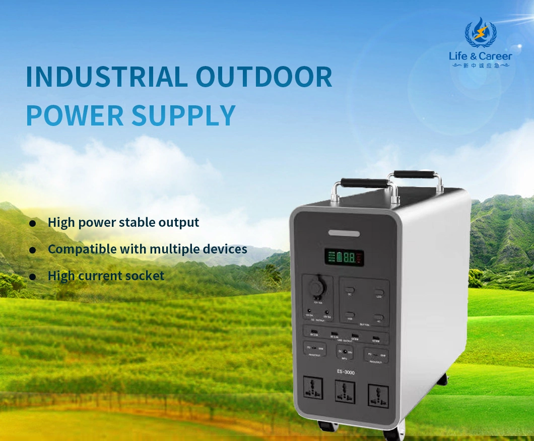 3000W Portable Power Bank with Solar Panel Power Staion for EV Charging