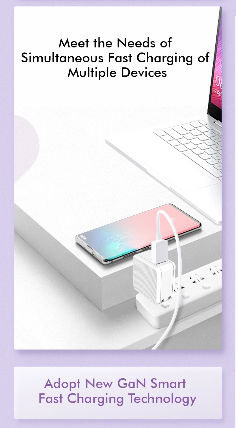 2021 New Model Multiple USB a USB C Fast Charging 30 to 65W GaN Quick Fast Charger for iPhone 12 (M2)