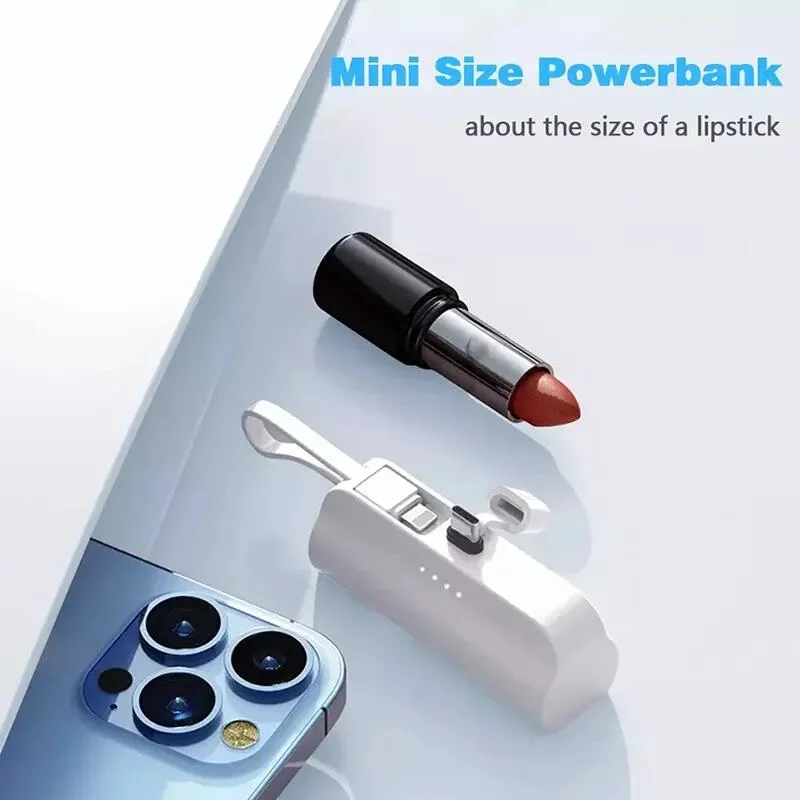 Wholesale 5000mAh Portable Rear Plug-in Power Bank Mini Power Bank Built-in Wired Mobile Power Bank Small Power Bank Factory