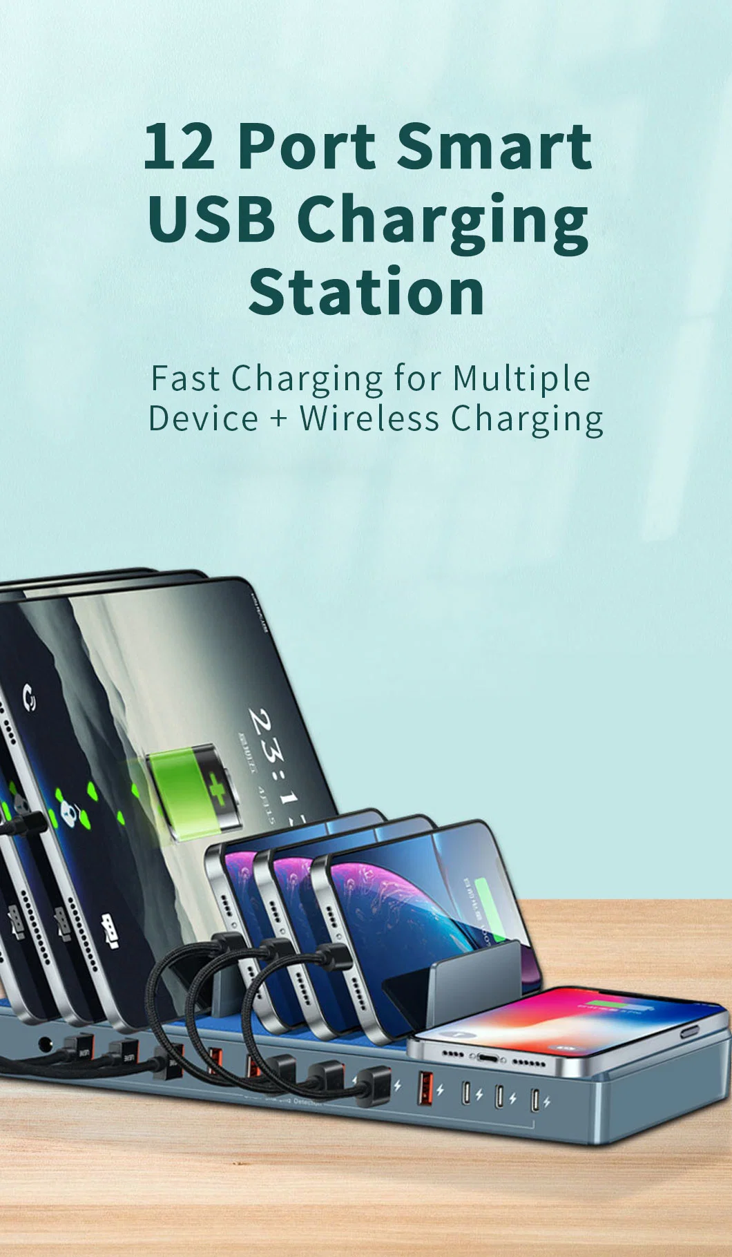 12 Port Smart USB Charging Station Multiport USB Charger