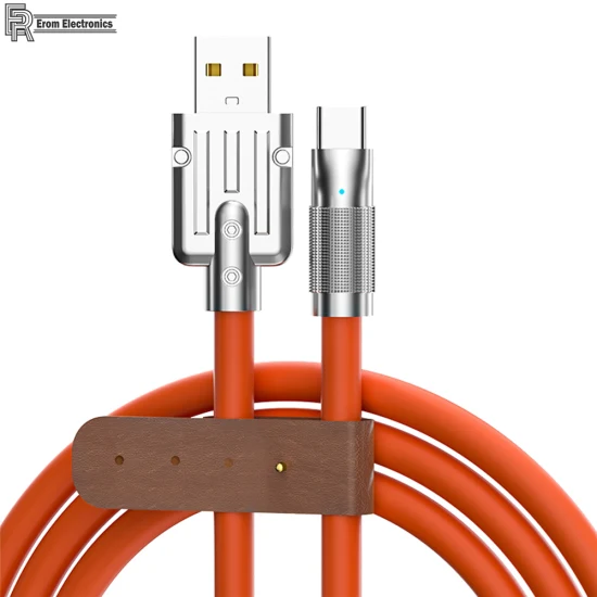 OEM/ODM 120W 6A USB Data Cables Zinc Alloy Type C Thickened LED Indicator Fast Phone Charging Data Cable