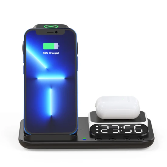 New Release Alarm Clock Wireless Charger with Lamp 5 in 1 Wireless Charger Station