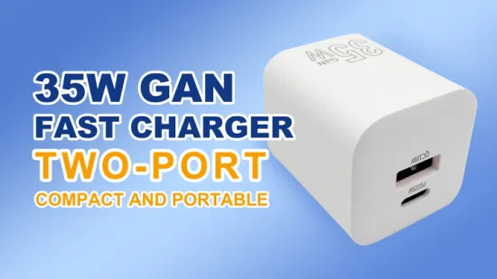 Latest Gallium Nitride Technology 35W Pd QC Fast Charger USB a+C Dual Port Mobile Power Charger