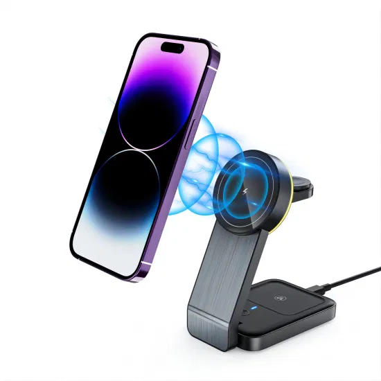 New 15W Aluminium Detachable Desktop 3 in 1 Magnetic Wireless Charger